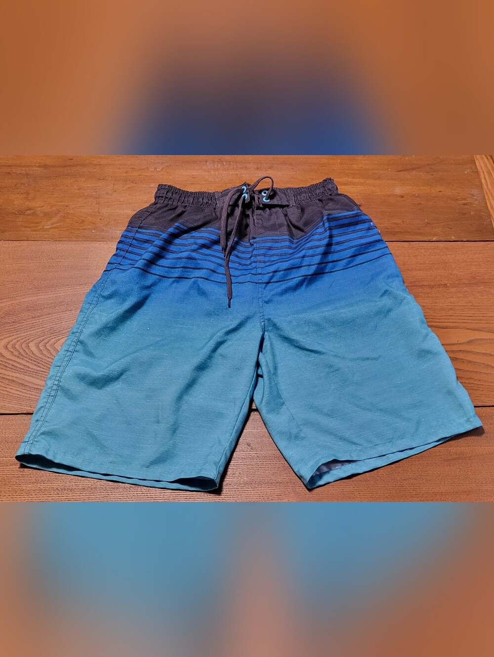 Men's Blue Swim Trunks with Drawstring